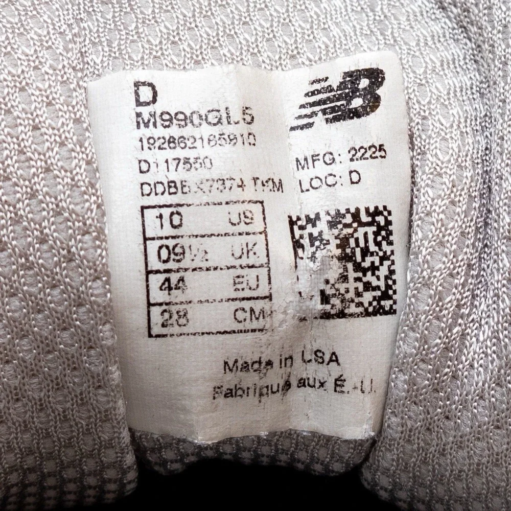New Balance 990V5 Gray‎ Men's Size 10 Running Shoes Sneakers M990GL5 size 10